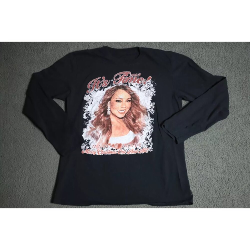 Mariah Carey Shirt Unisex L Black Its Time Merry Christmas 2023 All Tour Graphic